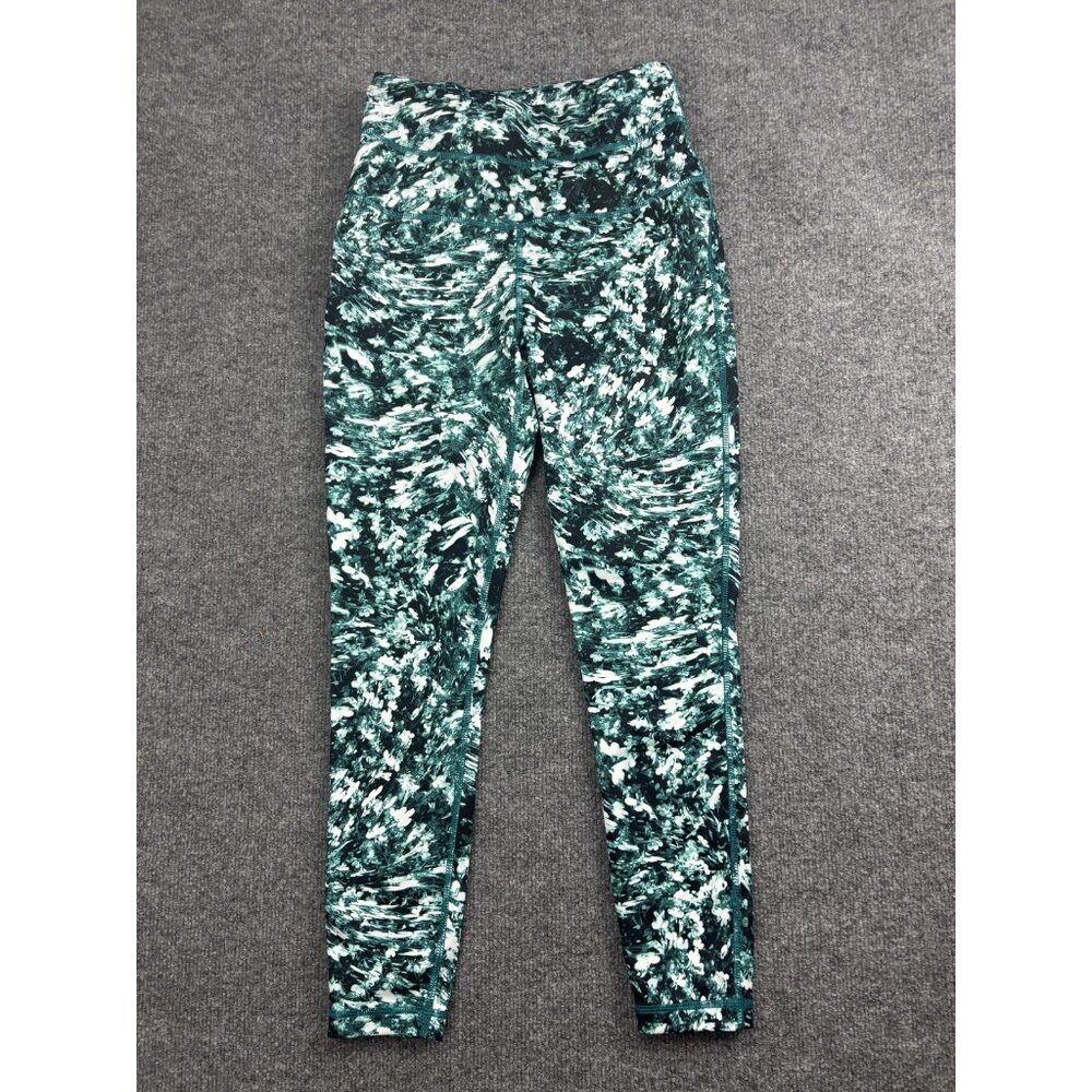 Zelos Pants Womens Small Green White Abstract Print High Rise Leggings Athletic
